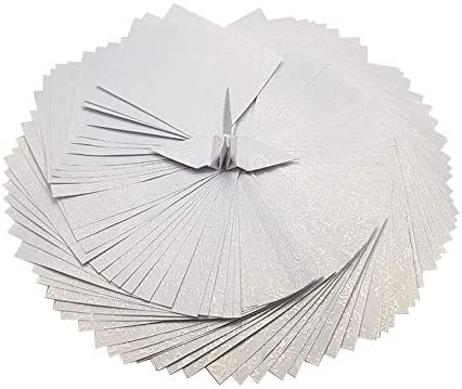100 hojas de papel de origami de 6x6 pulgadas, patrón de flores de papel marfil, relieve, revestimiento de perlas