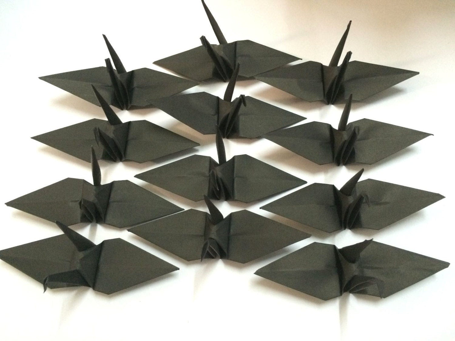100 gru origami - nere - 15 cm (6 pollici) - per decorazioni di nozze, regali di anniversario, San Valentino, fondali