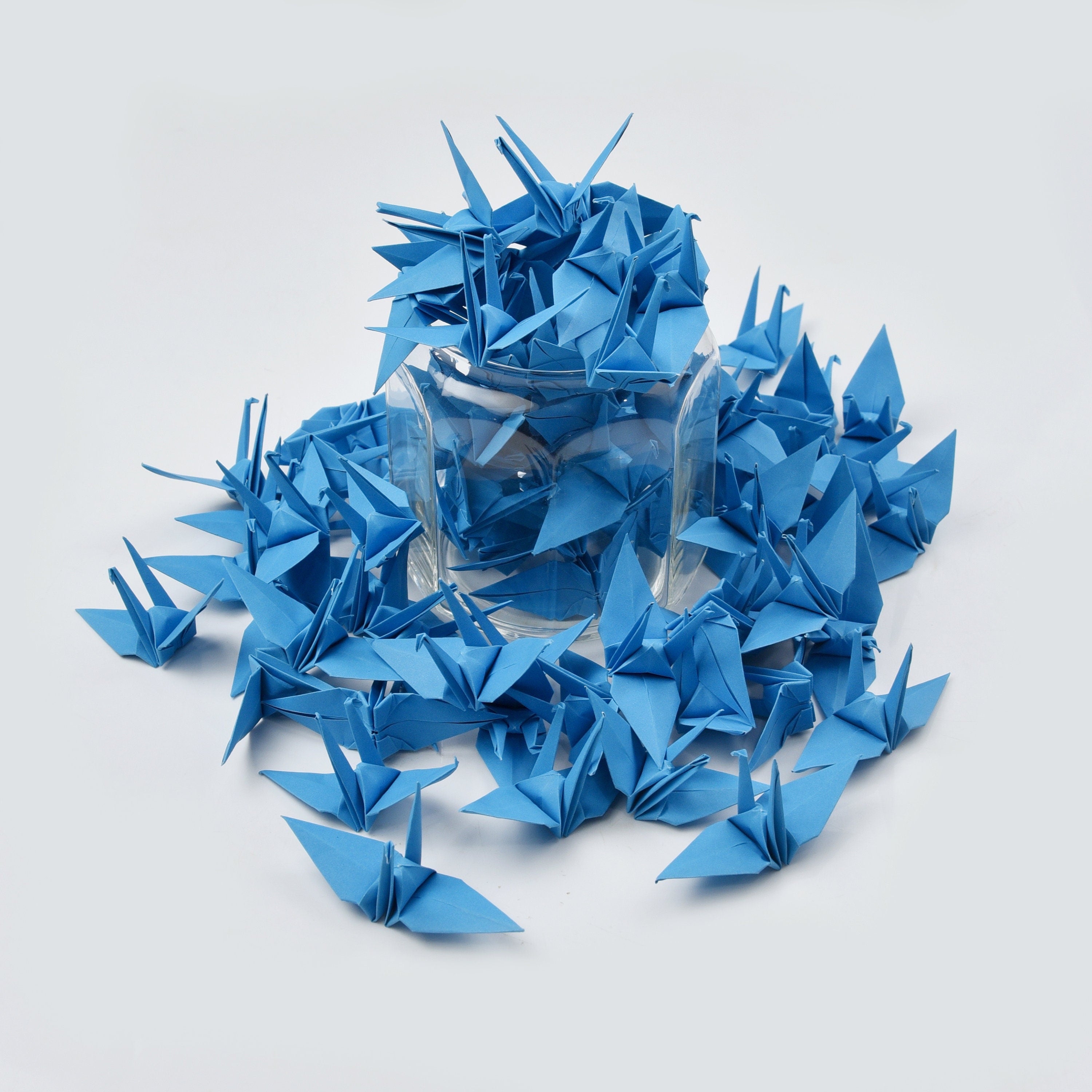 100 Grullas de papel de origami - Azul oscuro - 7,5 cm (3 pulgadas) - para decoración, adorno, regalo de boda, Navidad