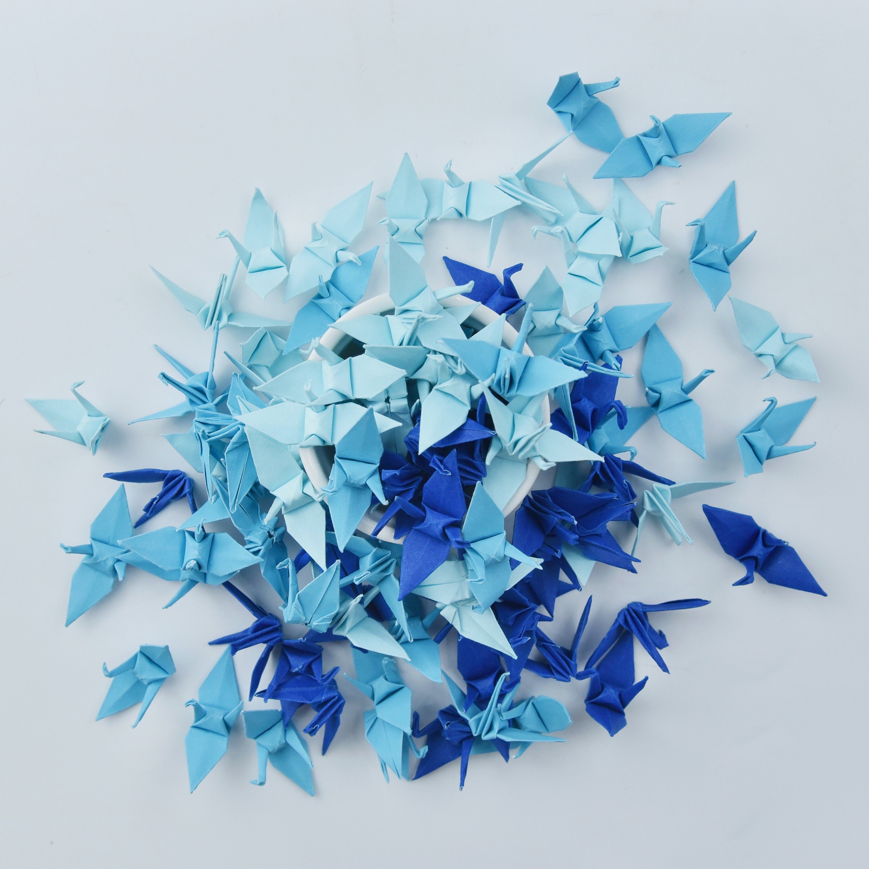 100 Navy Blue Origami Paper Crane Small 1.5 inch Handmade Folded for Wedding Decoration Gift