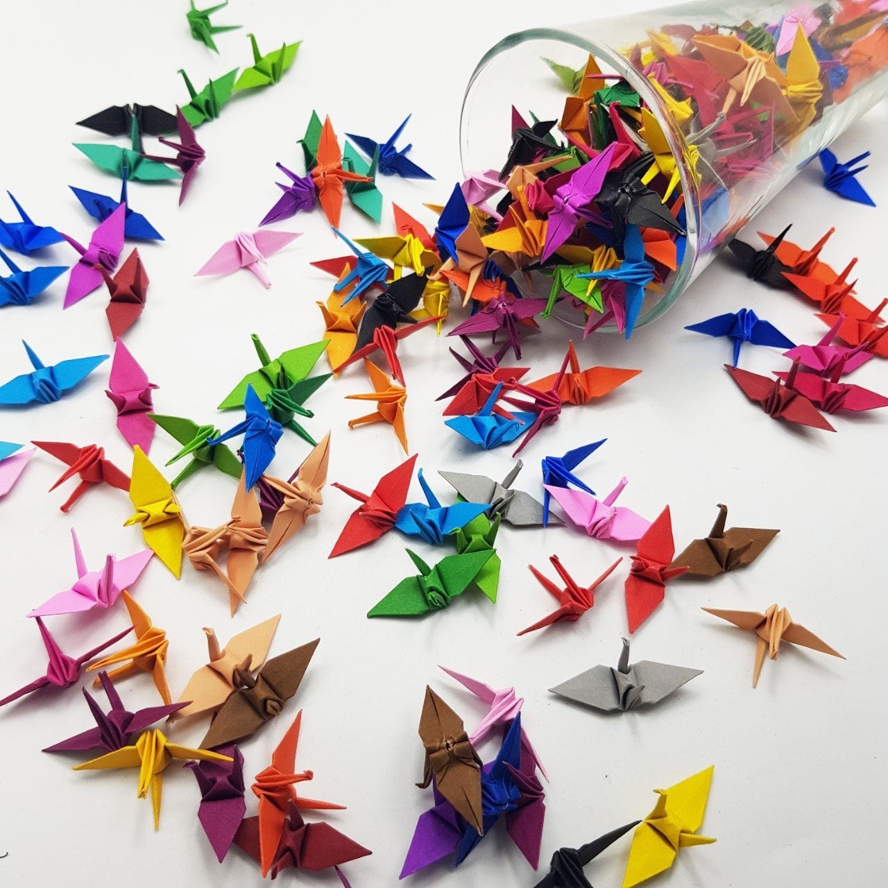 100 Rainbow Color Origami Paper Crane Origami Crane Made of 3.81cm (1.5 inches) for Wedding Decor