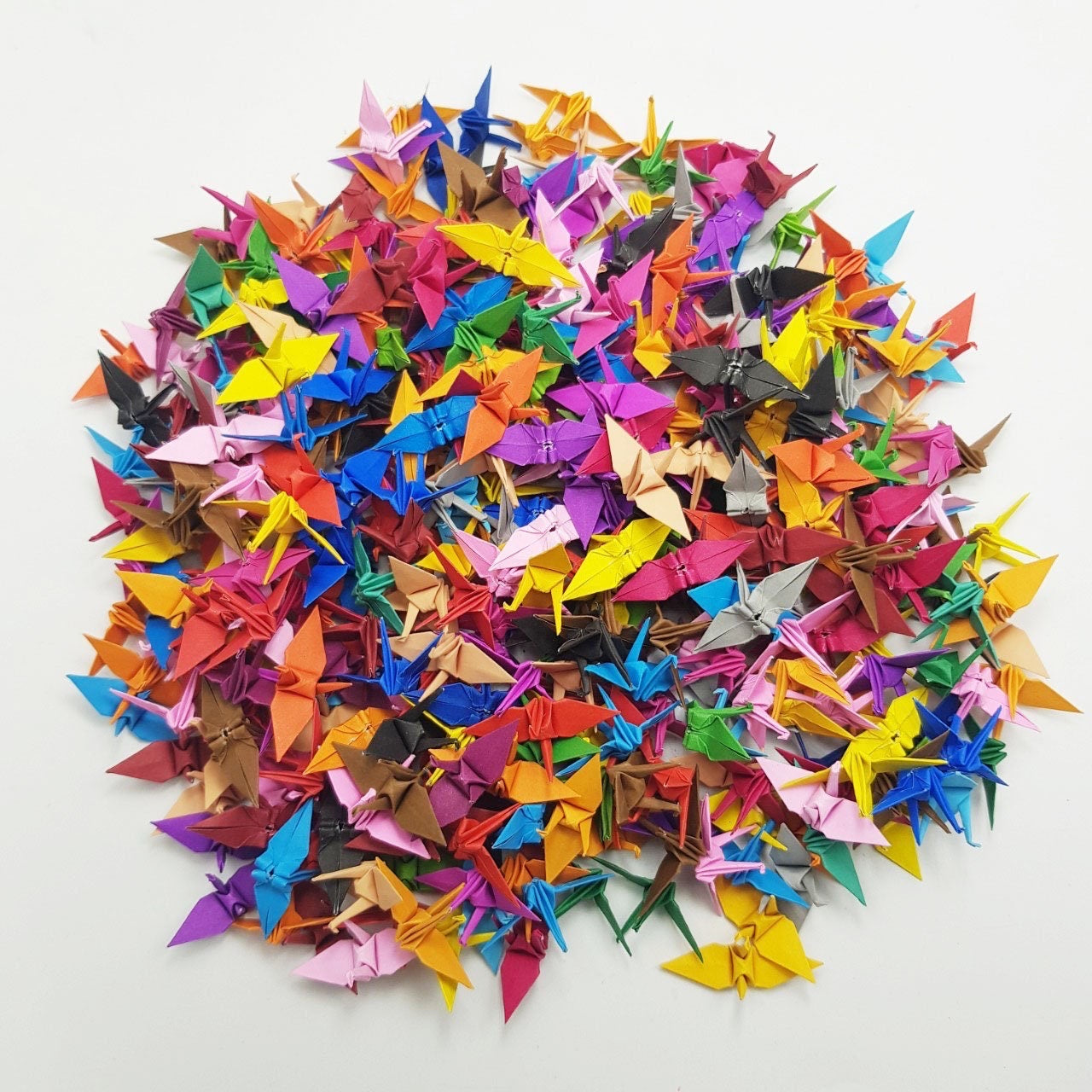 100 Grúas de papel de origami de color arcoíris - Grúa de origami - Hecha de 3,81 cm (1,5 pulgadas) - para decoración de bodas