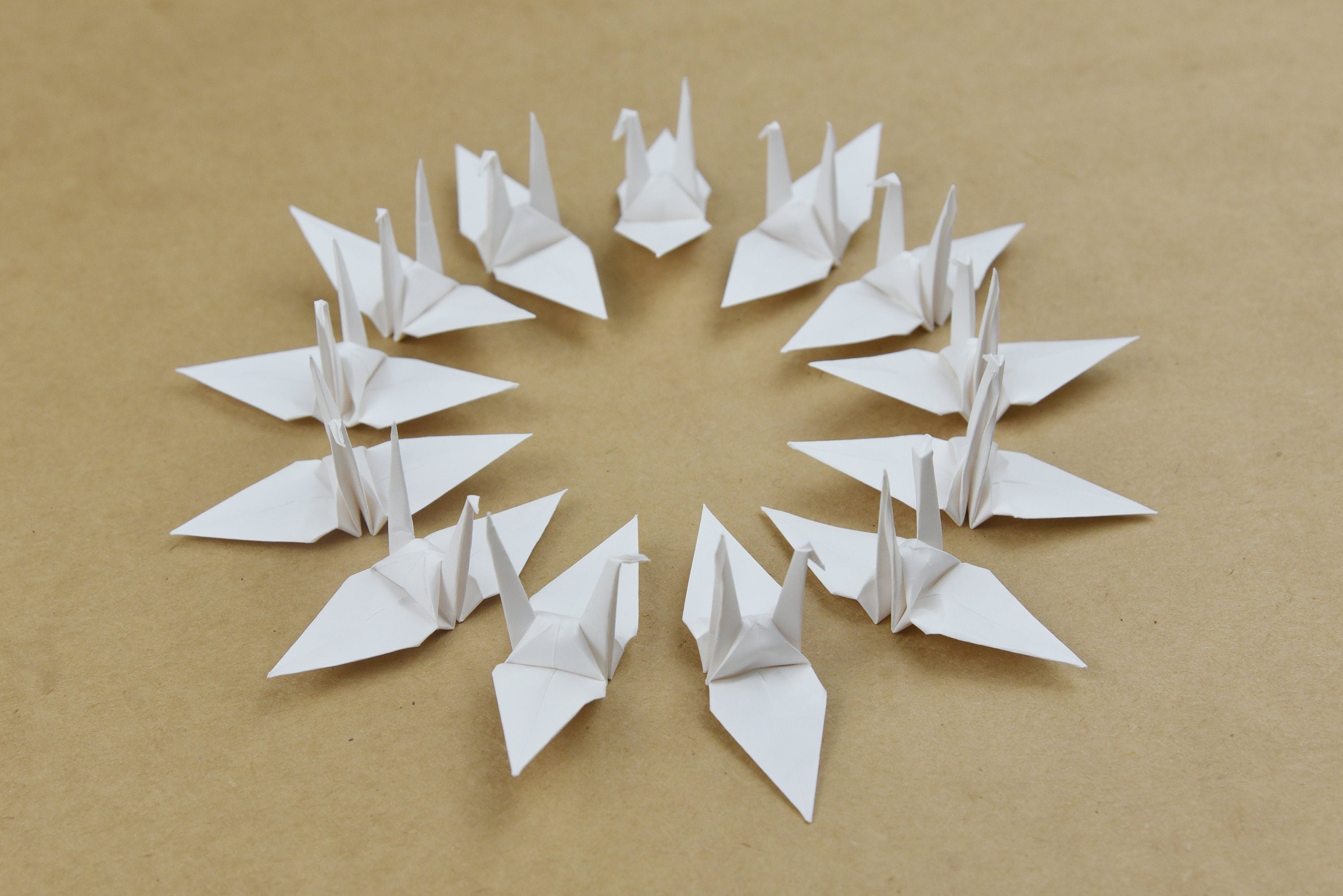 100 Ivory Origami Paper Crane Finished 3x3 inch (7.5 cm) for Christmas Wedding Decoration
