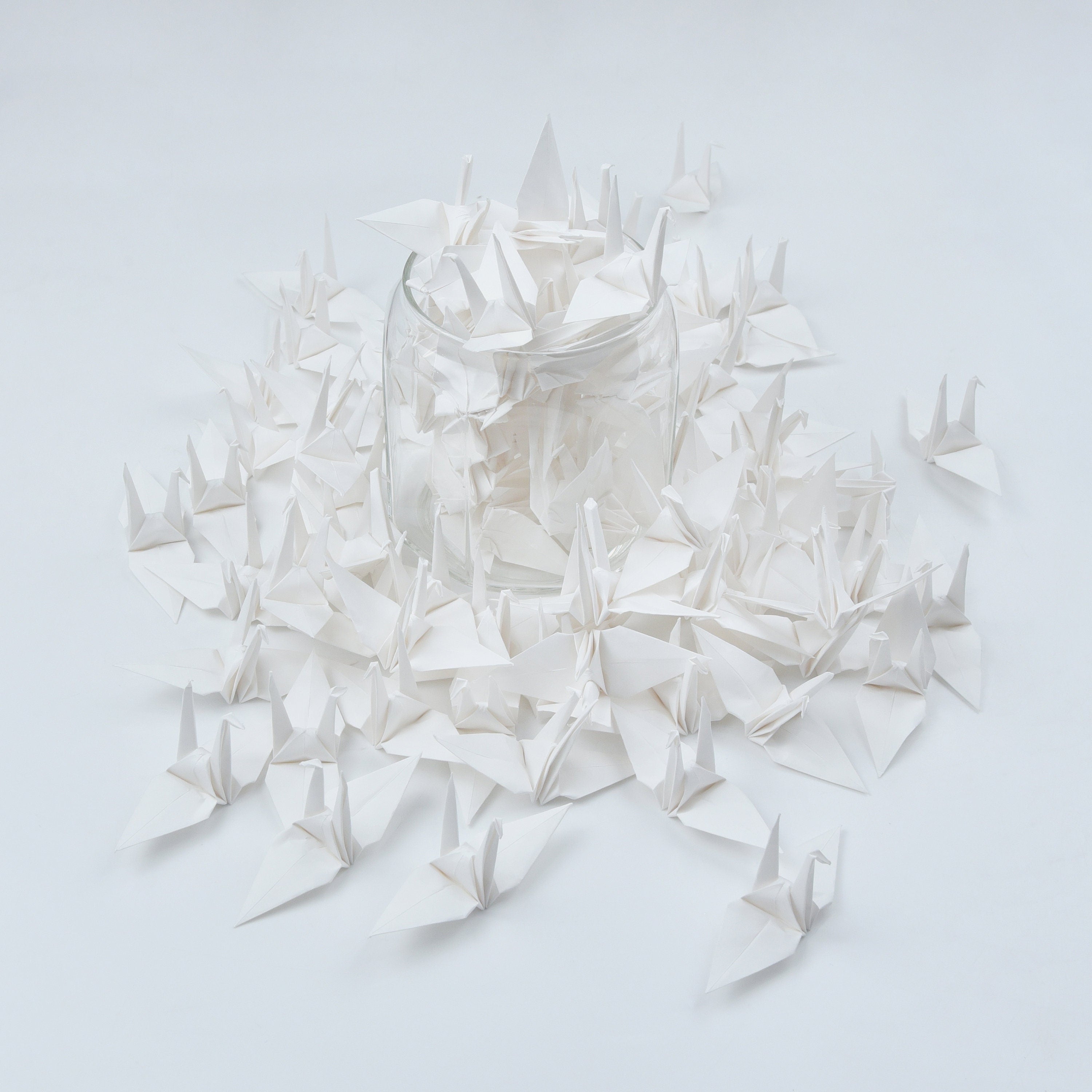 100 Grullas de Papel Origami Marfil 3 pulgadas 7,5 cm - Origamipolly - Prefabricadas para Decoración Japonesa de Boda de Navidad
