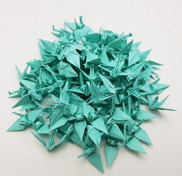 100 gru di carta origami - verde menta - 3,81 cm (1,5 pollici) - per decorazioni nuziali, ornamenti, opere d'arte