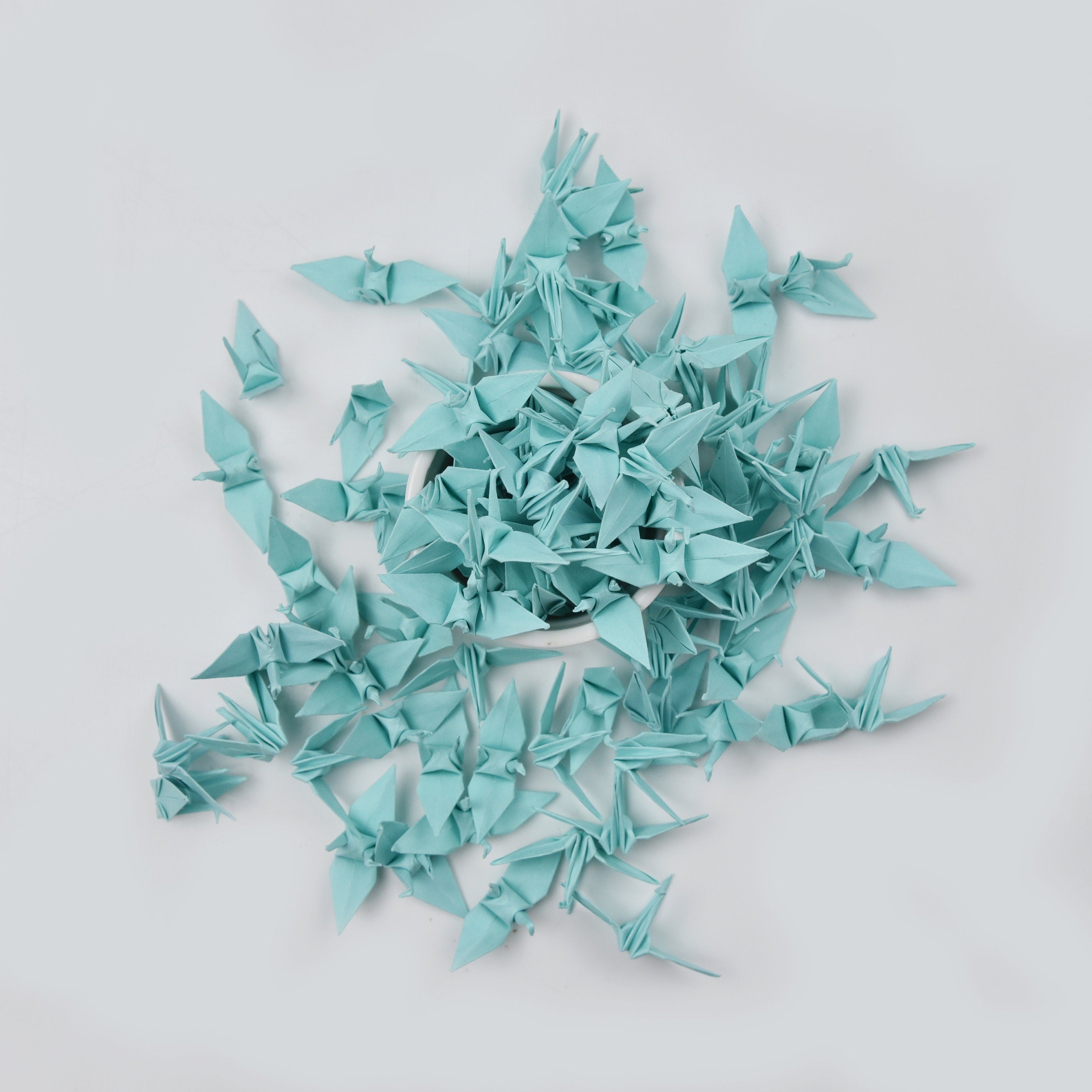 100 Grullas de papel de origami - Verde menta - 3,81 cm (1,5 pulgadas) - para decoración de bodas, adornos y arte