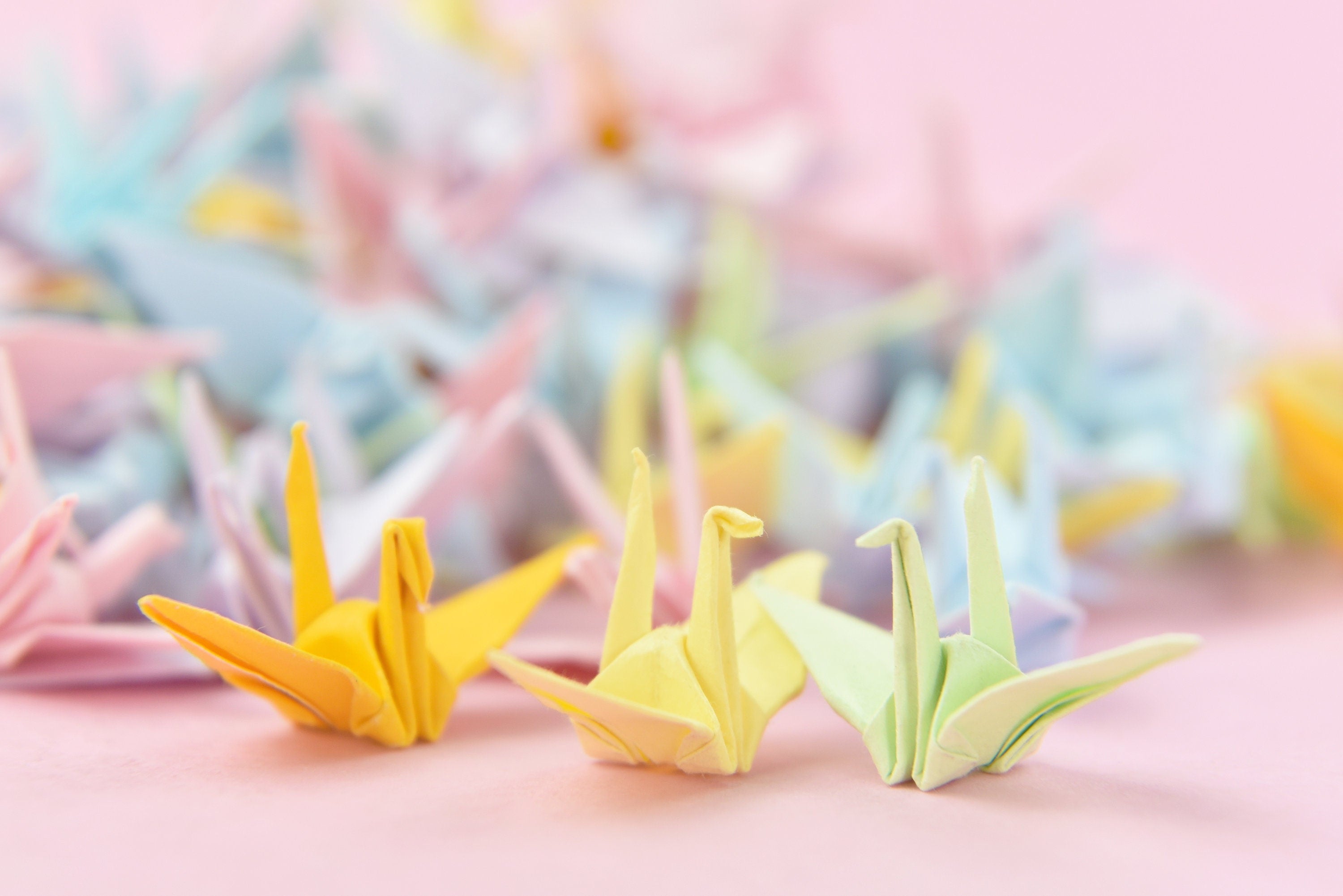 100 gru di carta origami in colori misti - 3,81 cm (1,5 pollici) - Origami giapponesi - Regalo di nozze, Decorazione, Sfondo di nozze