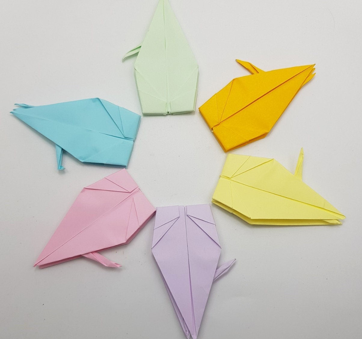 1000 Grullas de papel de origami Color mezclado Color dulce Grande 6 pulgadas Pájaro Origami Grúa 15 cm 6 pulgadas para regalo de boda japonés