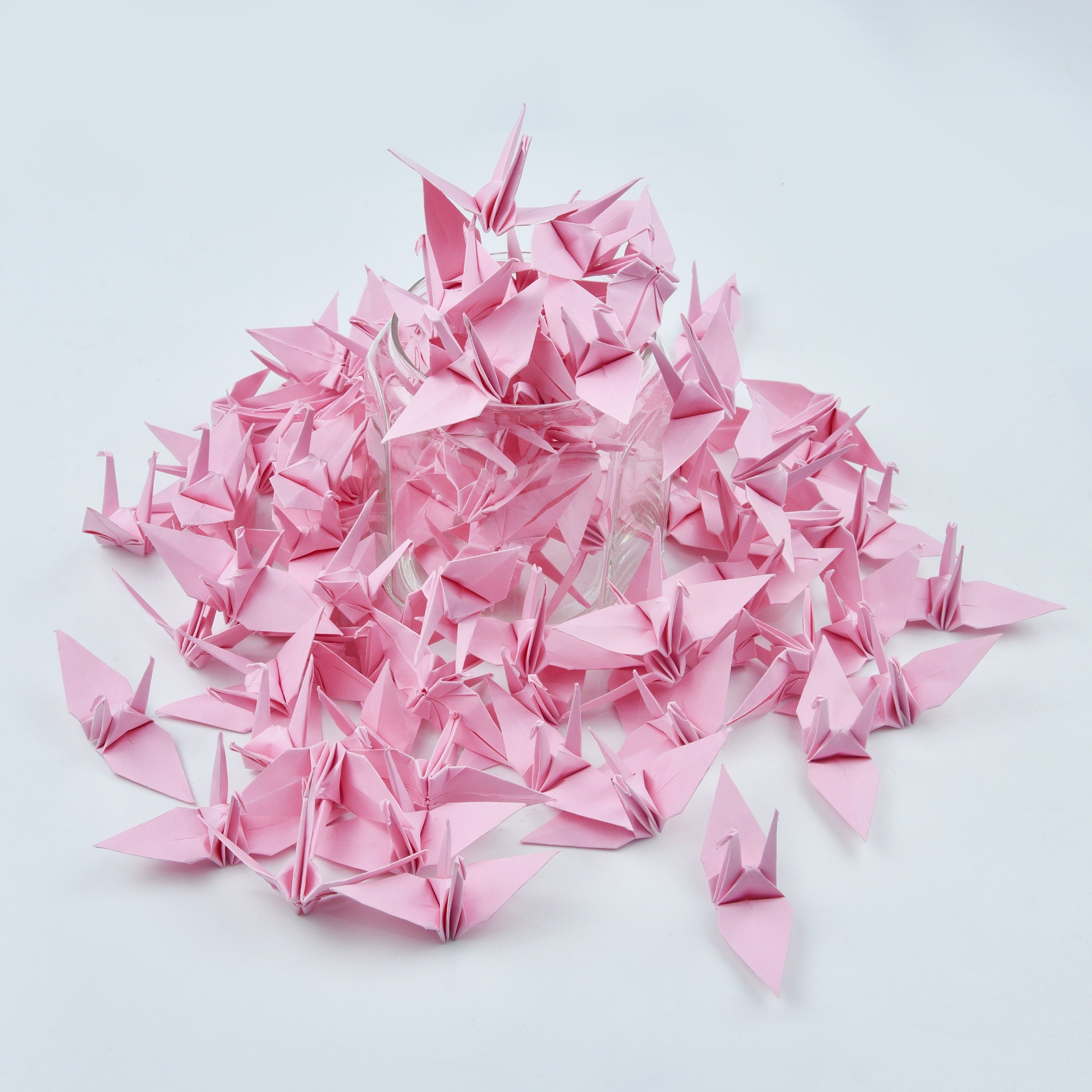 100 Pink Shade Origami Crane Made of 7.5cm (3x3 inches) for Wedding, Valentine Gift, Christmas