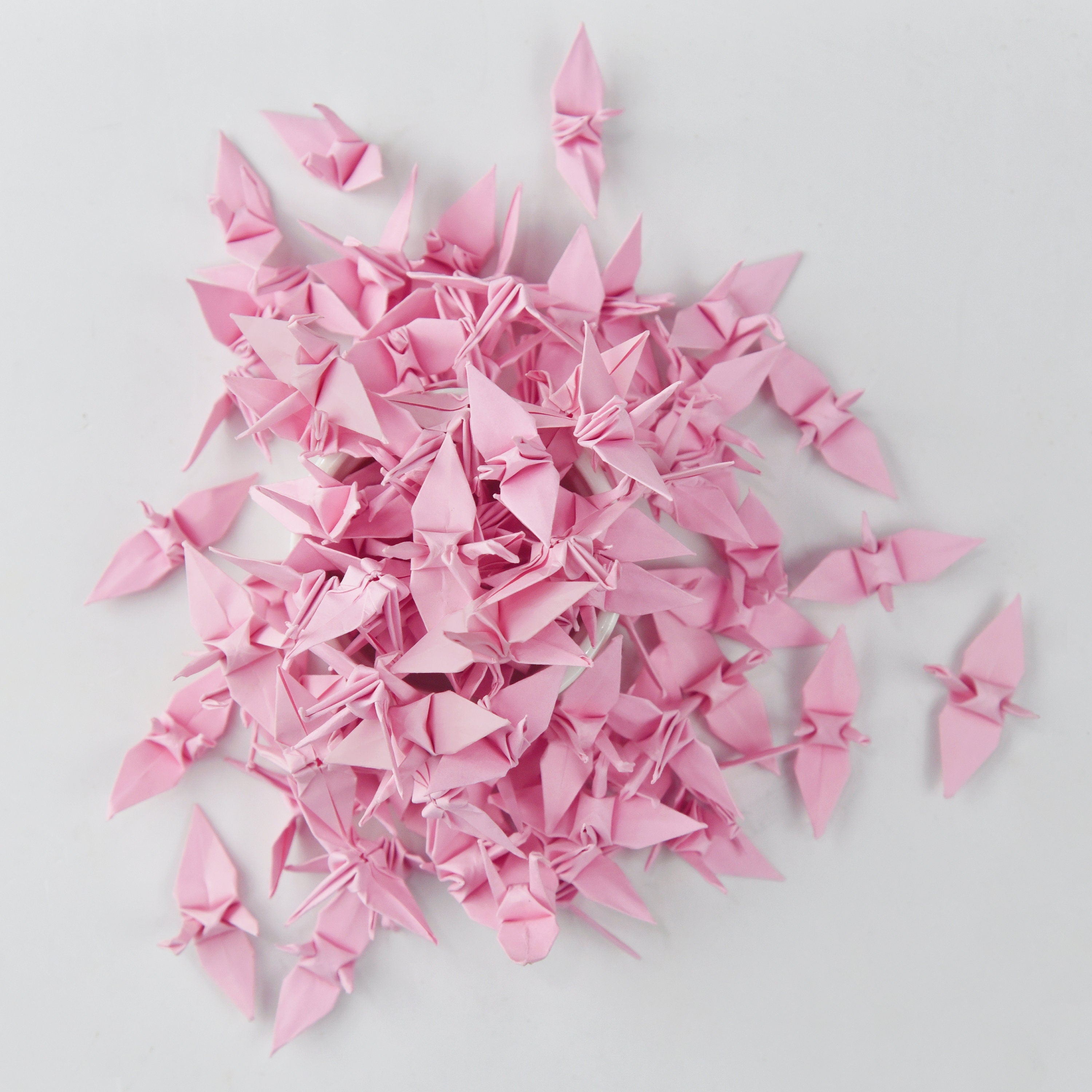 100 gru di carta origami gru origami rosa prefabbricate piccole 1,5x1,5 pollici per decorazioni di nozze, regali di anniversario, San Valentino