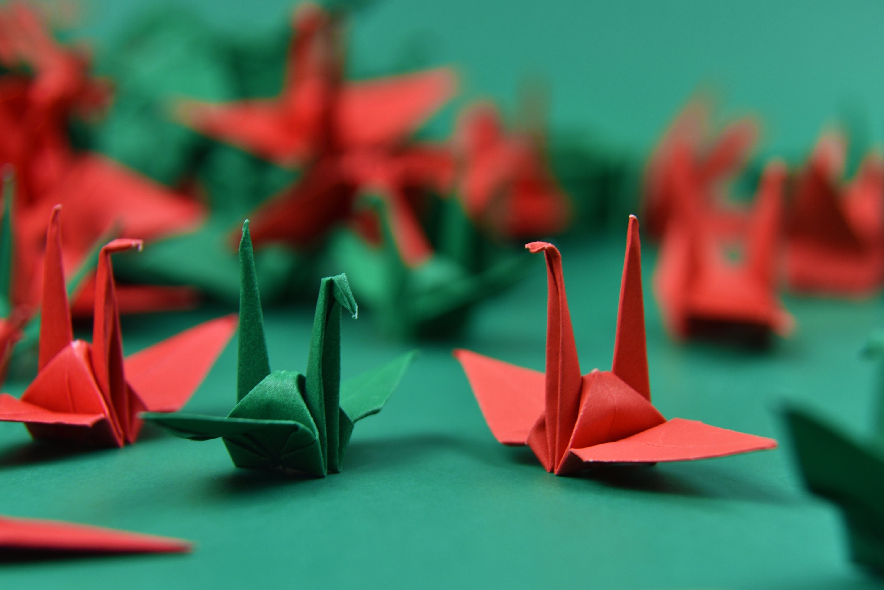 100 grullas de papel de origami navideñas - 3 pulgadas - para decoración de bodas, regalo de aniversario por OrigamiPolly
