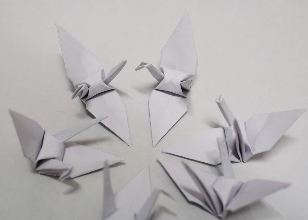 100 White Origami Cranes Large 6 inches Bird Origami Crane 15cm for Japanese Wedding Gift