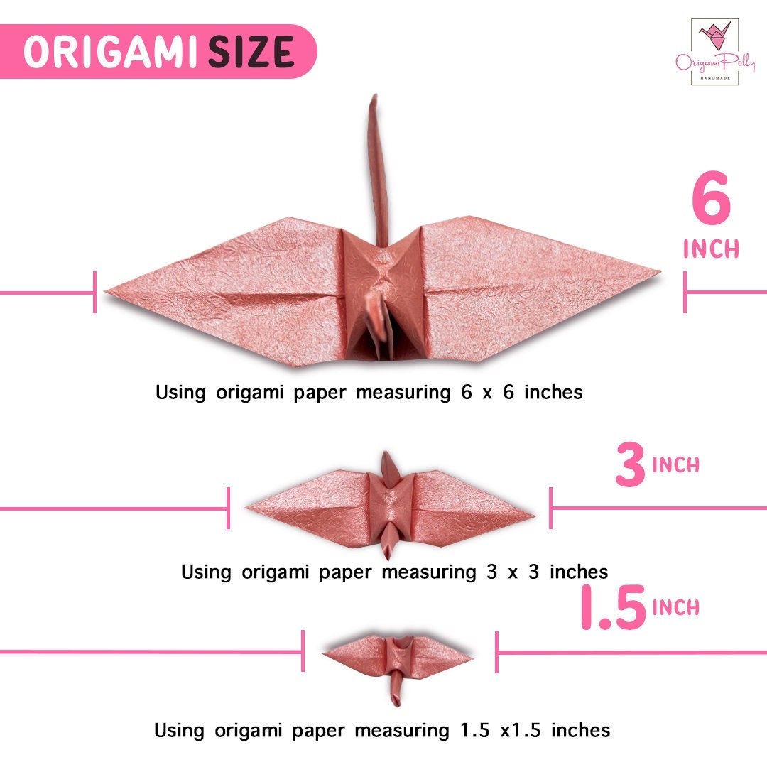 100 Grúas de papel de origami Grúas de origami de papel Washi Diferentes patrones Impresión japonesa Hecho de 3,81 cm 1,5 pulgadas para decoración de bodas Origamipolly