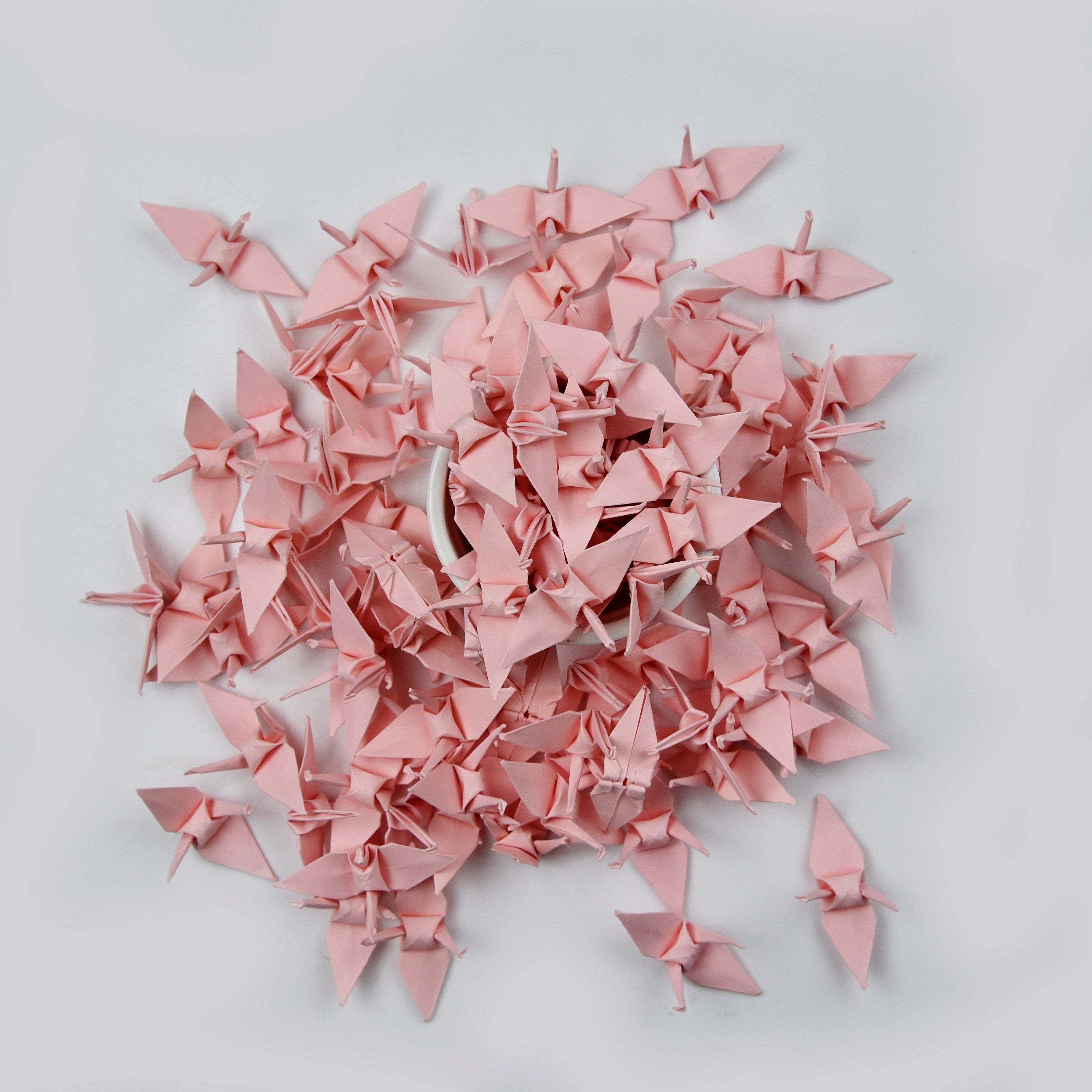 100 Origami Paper Crane Rose Pink Small 3.81 cm (1.5 inches) - Origami cranes Pre Made for Ornament, Christmas, Wedding Decor