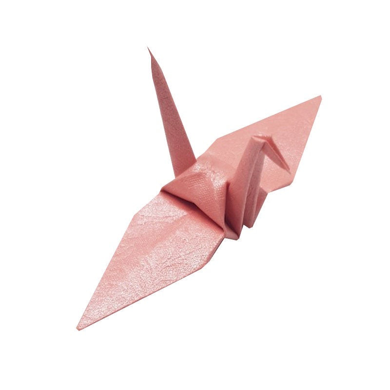 100 Grullas de Origami - Rosa con patrón - 7,5 cm (3 pulgadas) - para decoración de bodas, regalo de aniversario, San Valentín