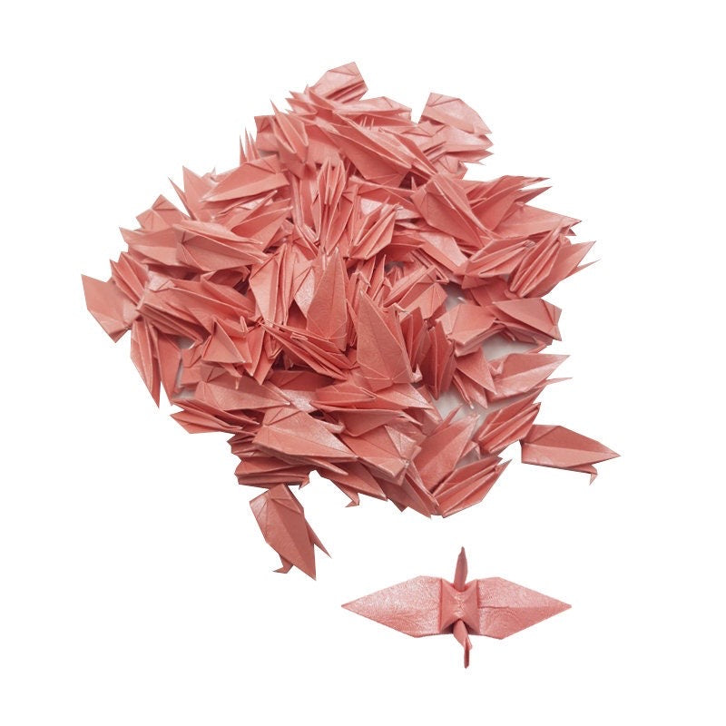 100 gru origami - rosa con motivo - 7,5 cm (3 pollici) - per decorazioni di nozze, regali di anniversario, San Valentino