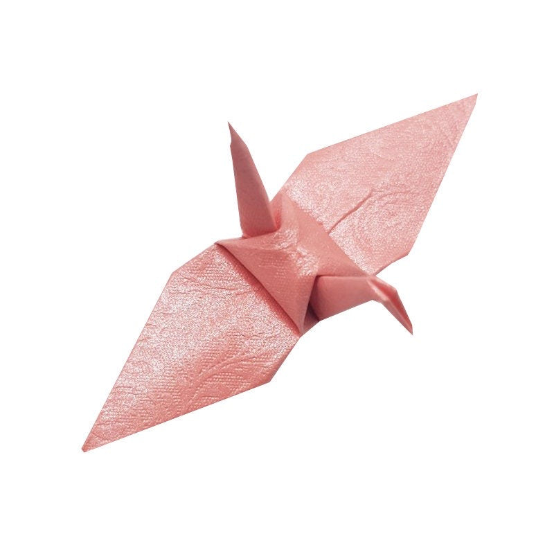 100 gru origami - rosa con motivo - 7,5 cm (3 pollici) - per decorazioni di nozze, regali di anniversario, San Valentino