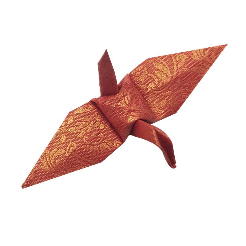 100 Origami Paper Crane Red With Pattern  7.5cm 3” Origami Crane for Wedding decor , Anniversary Gift ,Valentines