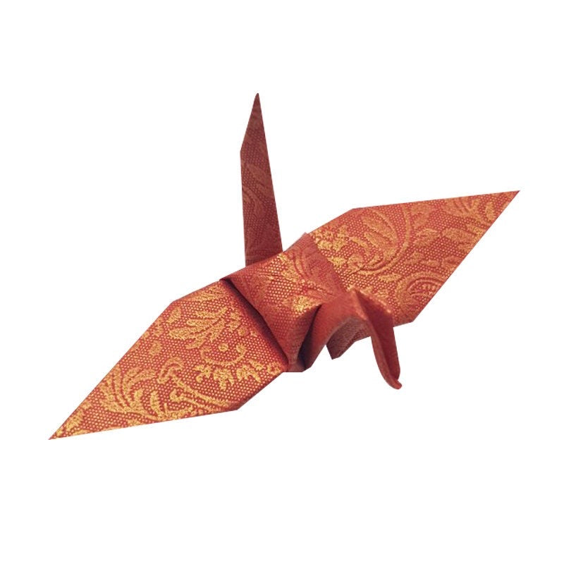 100 Origami Paper Crane Red With Pattern  7.5cm 3” Origami Crane for Wedding decor , Anniversary Gift ,Valentines