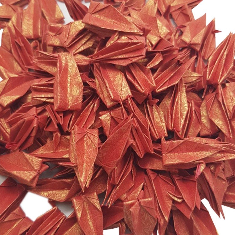 100 gru di carta origami rossa con motivo 7,5 cm 3" gru origami per decorazioni di nozze, regalo di anniversario, San Valentino