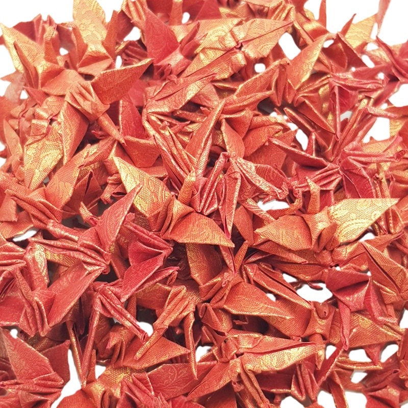 100 gru di carta origami - motivo rosa rossa - realizzate in piccole 1,5 pollici - per regalo di San Valentino, Natale, matrimonio