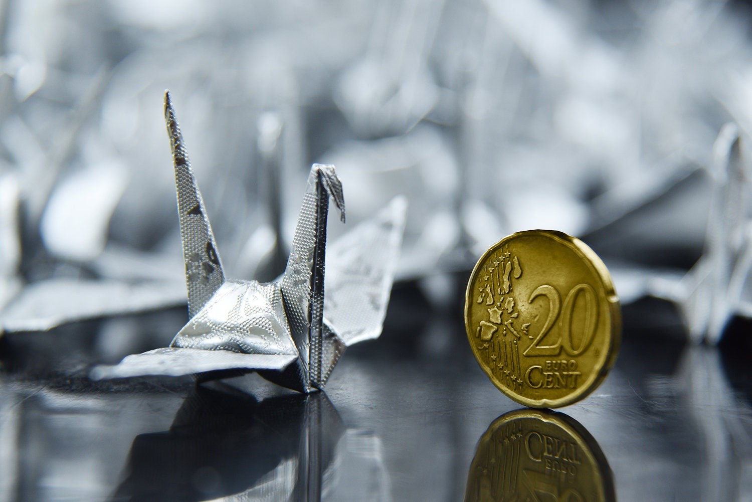 100 gru di carta origami in argento - Argento con motivo a rose - 3x3 pollici - 7,5 cm - per ornamento, regalo di nozze, Natale