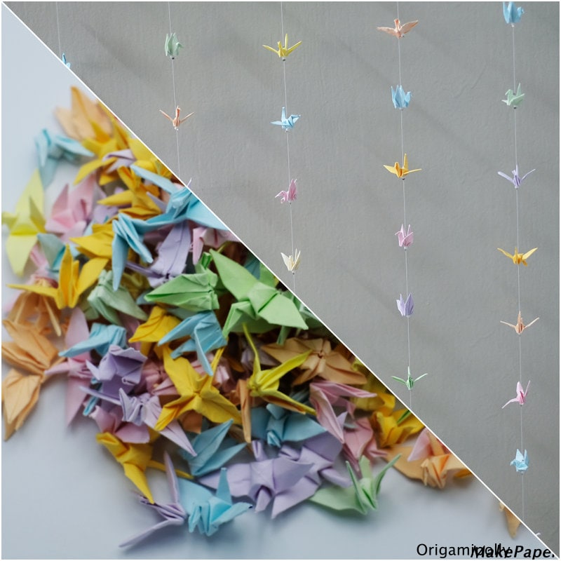 10 String 250 Crane Origami Crane Garland Mixed Color Small Paper Crane 10-string-250-crane-origami-crane-garland-mixed-color-small-paper-crane