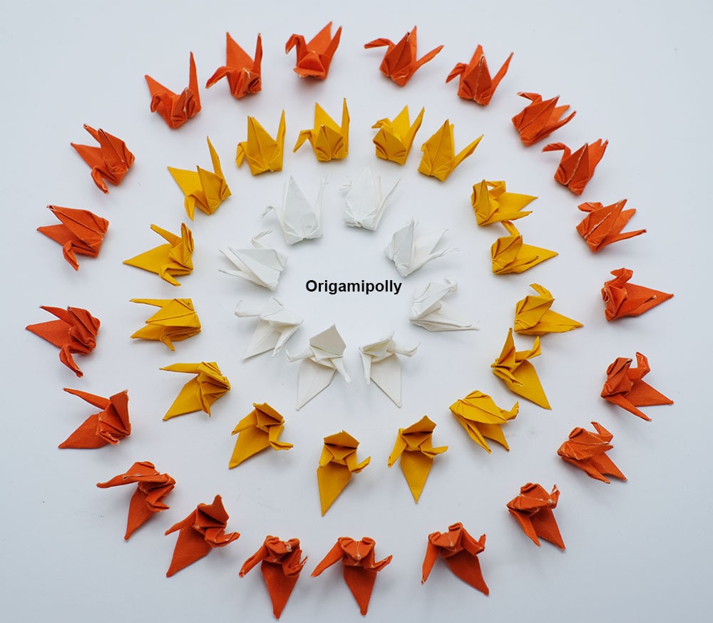 1000 gru di carta origami in vendita - 1,5 pollici - tono arancione avorio giapponese - per regalo di nozze, decorazione, sfondo di nozze