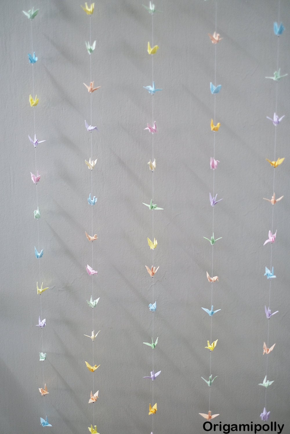 1 cuerda 25 grúa Origami Crane Garland color mezclado pequeña grulla de papel de Origami de 1,5 pulgadas en cuerda para decoración de boda telón de fondo