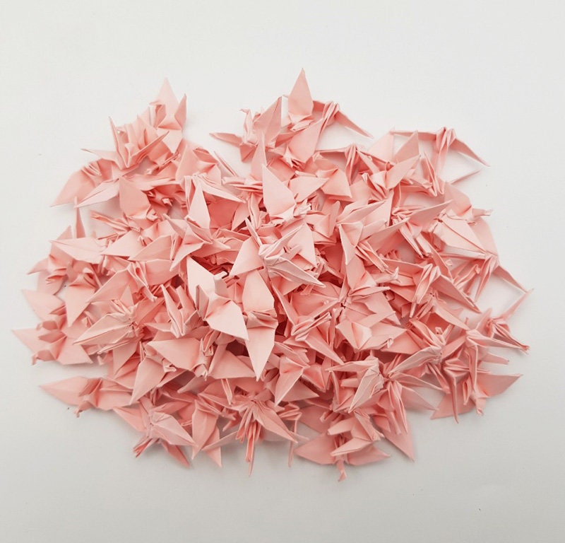 1000  Origami Paper Crane Rose Pink Small 3.81 cm (1.5 inches) Origami cranes Pre Made for Ornament, Christmas, Wedding Decor