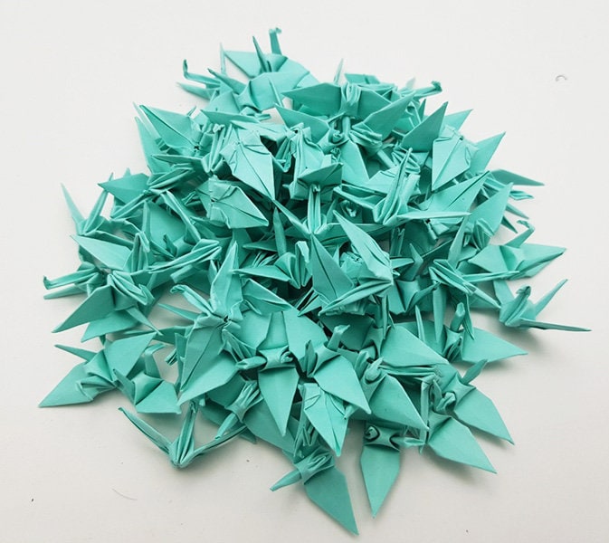 1000 Origami Paper Crane Mint Green 3.81 cm (1.5 inch) for Wedding Decor, Ornament, Art