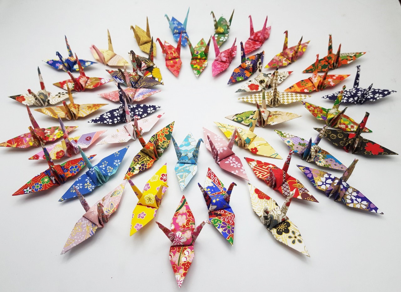 1000 Origami paper crane Washi Paper Mixed patterns Origami crane Made of 3x3 inch Japanese Print Chiyogami Paper Art Ornament  Decoration