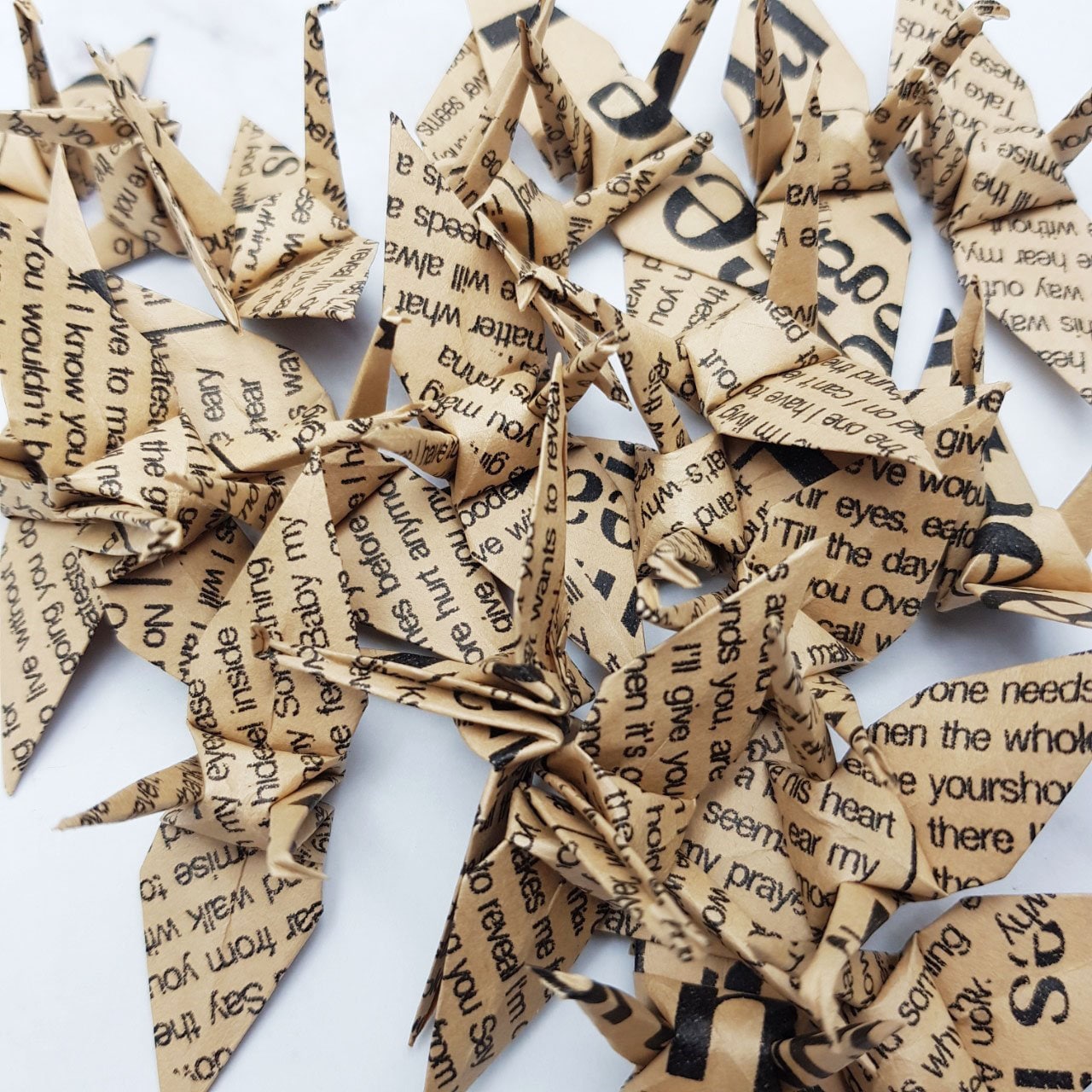 1000 Origami Cranes Printed Vintage Antique Paper 3 inch Scrapbook Paper