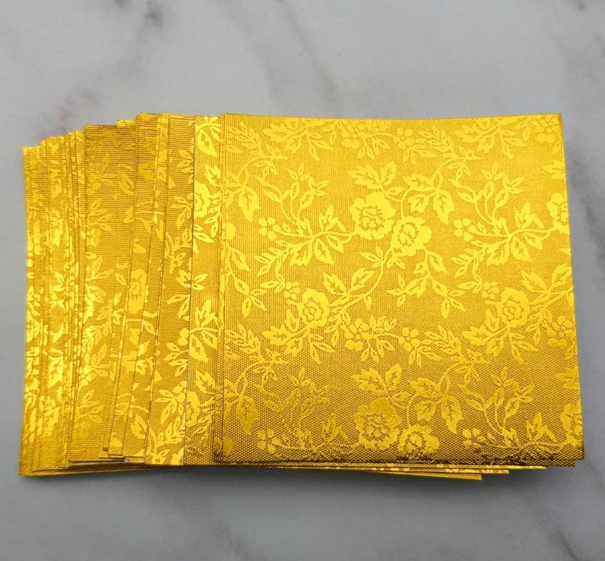 Paquete de 1000 hojas de papel de origami doradas, 3x3 pulgadas, para papel plegable, grullas de origami, decoración