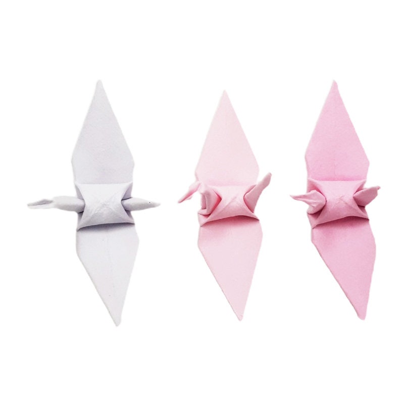 1000 Pink Shade Origami Cranes 1.5 inch Handmade Folding for Wedding, Valentine's Day by OrigamiPolly