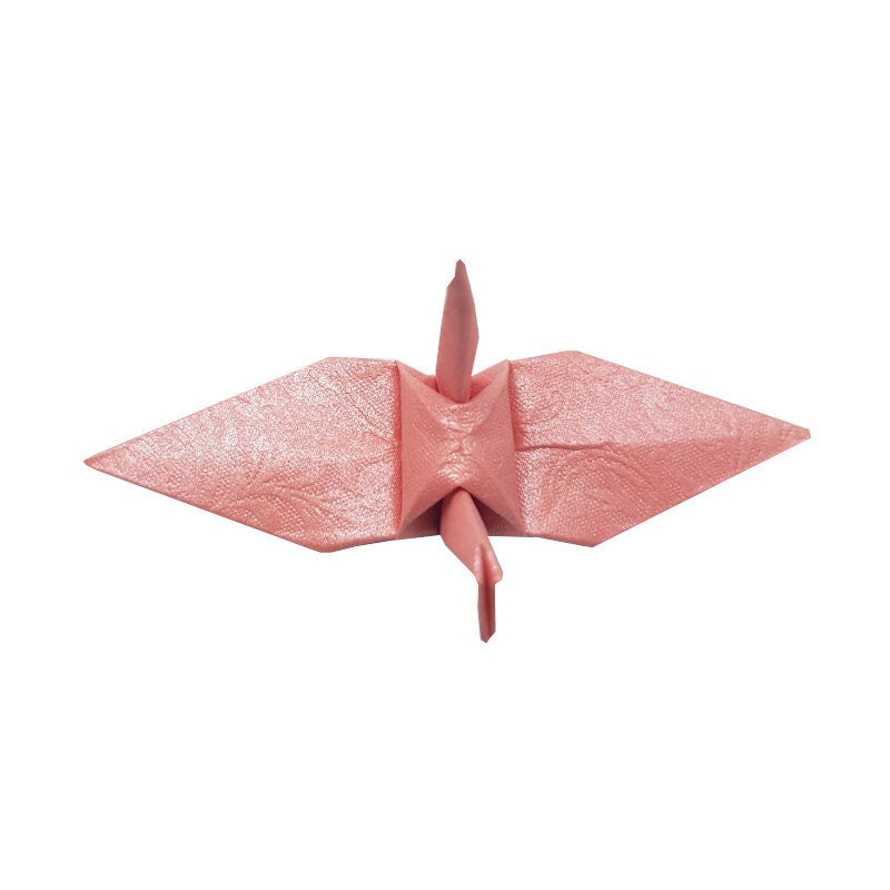 1000 Origami Crane in Pink With Rose Pattern 3x3 inch