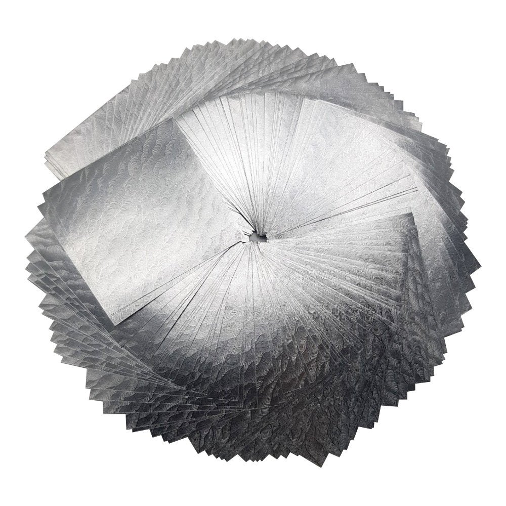 Paquete de 100 hojas de papel de origami nubladas plateadas - 3x3 pulgadas - para papel plegable, grullas de origami, manualidades de papel