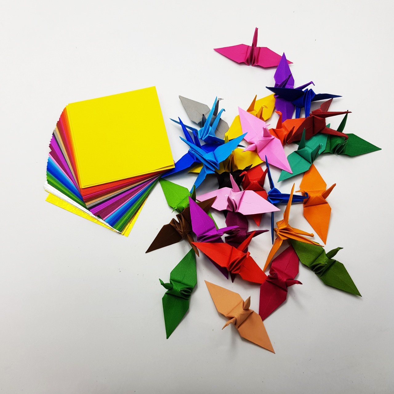 101 fogli di carta origami - 31 colori - 3x3 pollici - Confezione di carta per lavori con la carta, gru, fiori