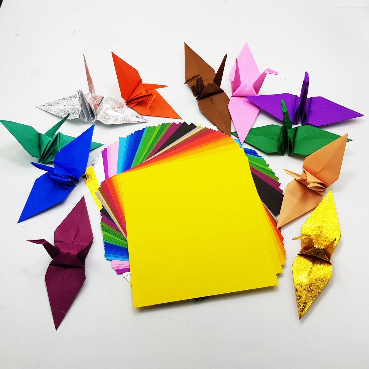 101 fogli di carta origami - 31 colori - 3x3 pollici - Confezione di carta per lavori con la carta, gru, fiori