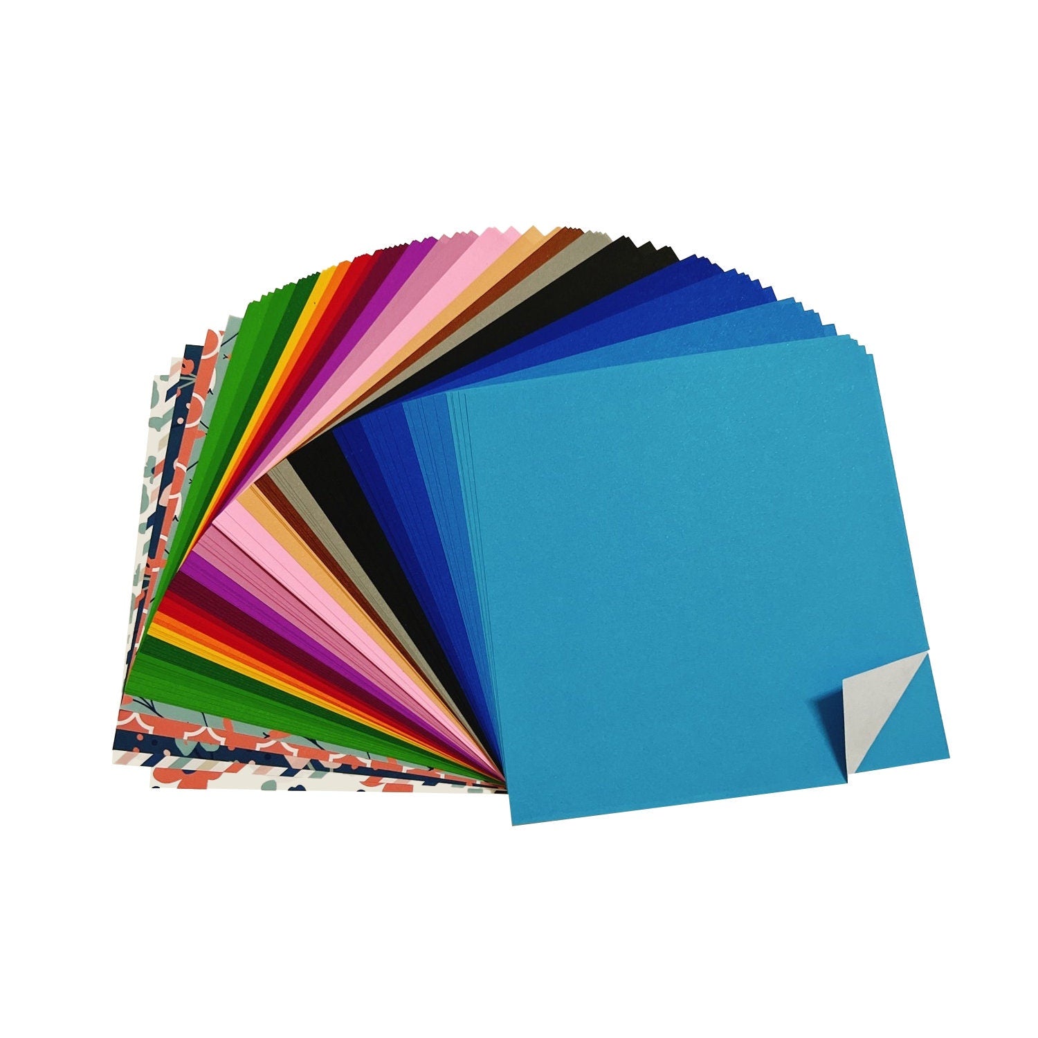 Carta per origami – 100 fogli di carta per origami – Carta per origami su un lato da 6 x 6 pollici per arti e mestieri – Carta per lavori quadrata facile da piegare