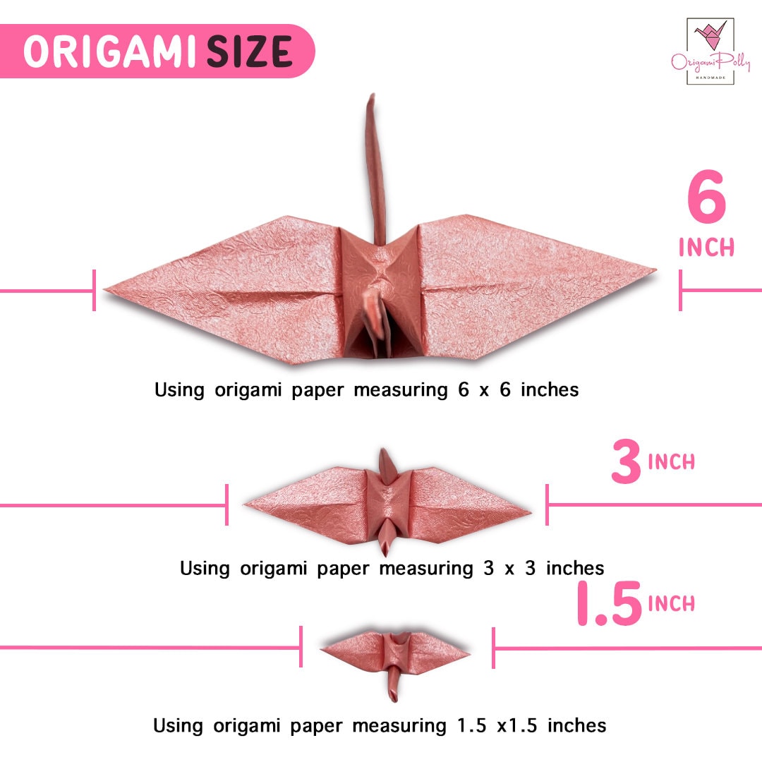 Gru origami con 1000 sfumature di rosa - Realizzata in 7,5 cm (3x3 pollici) - per matrimonio, regalo di San Valentino, Natale