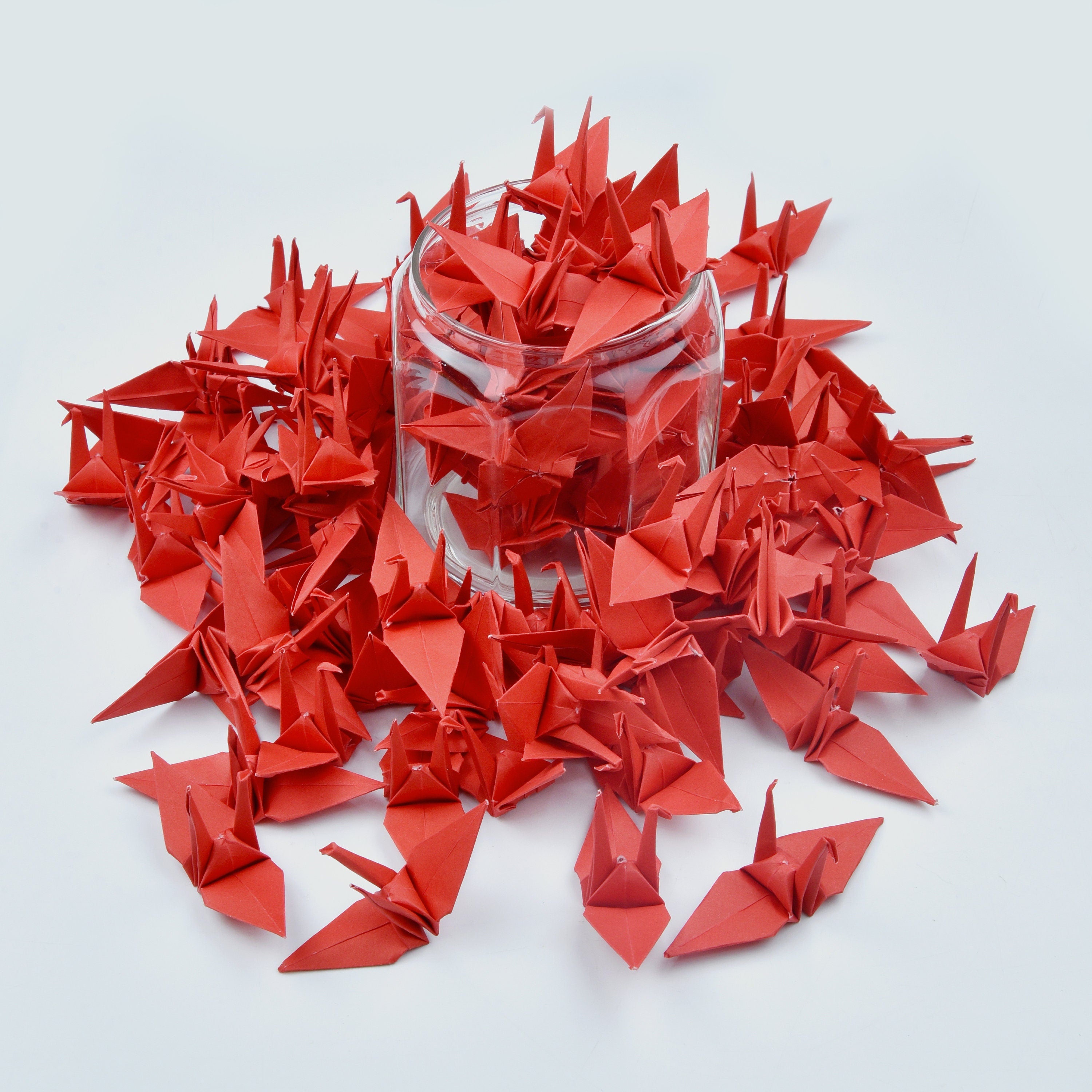 1000 Origami Paper Crane Red 3x3 inches Handmade Folding