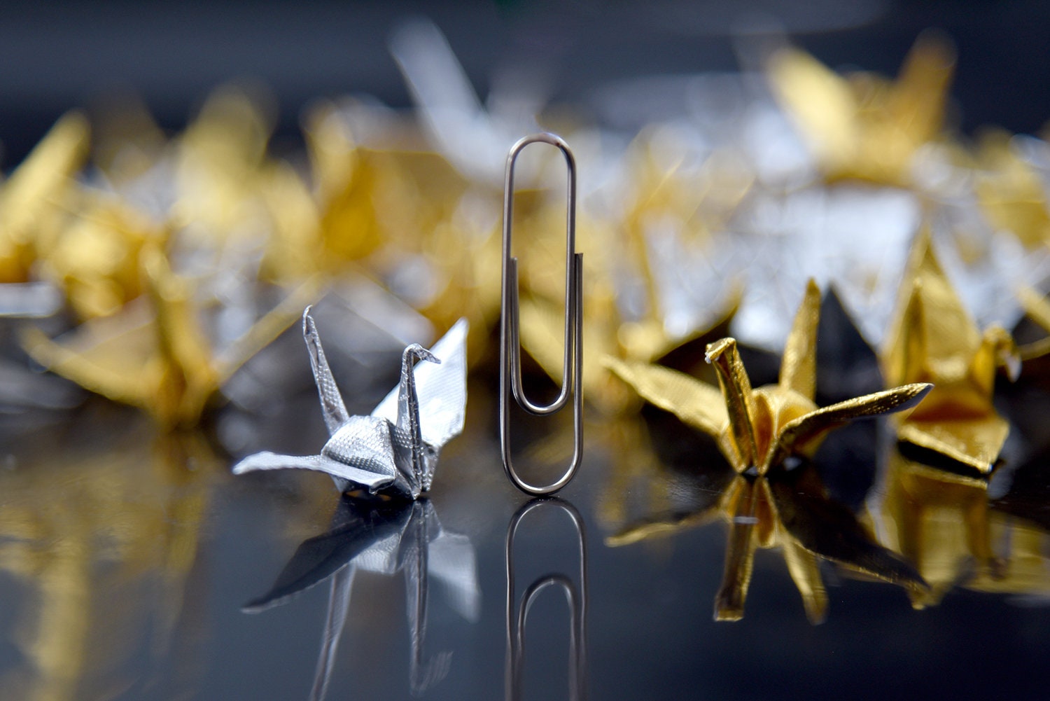 1000 gru di carta origami - oro argento con motivo a rose - piccola 1,5x1,5 pollici - per ornamento, regalo di nozze, decorazione
