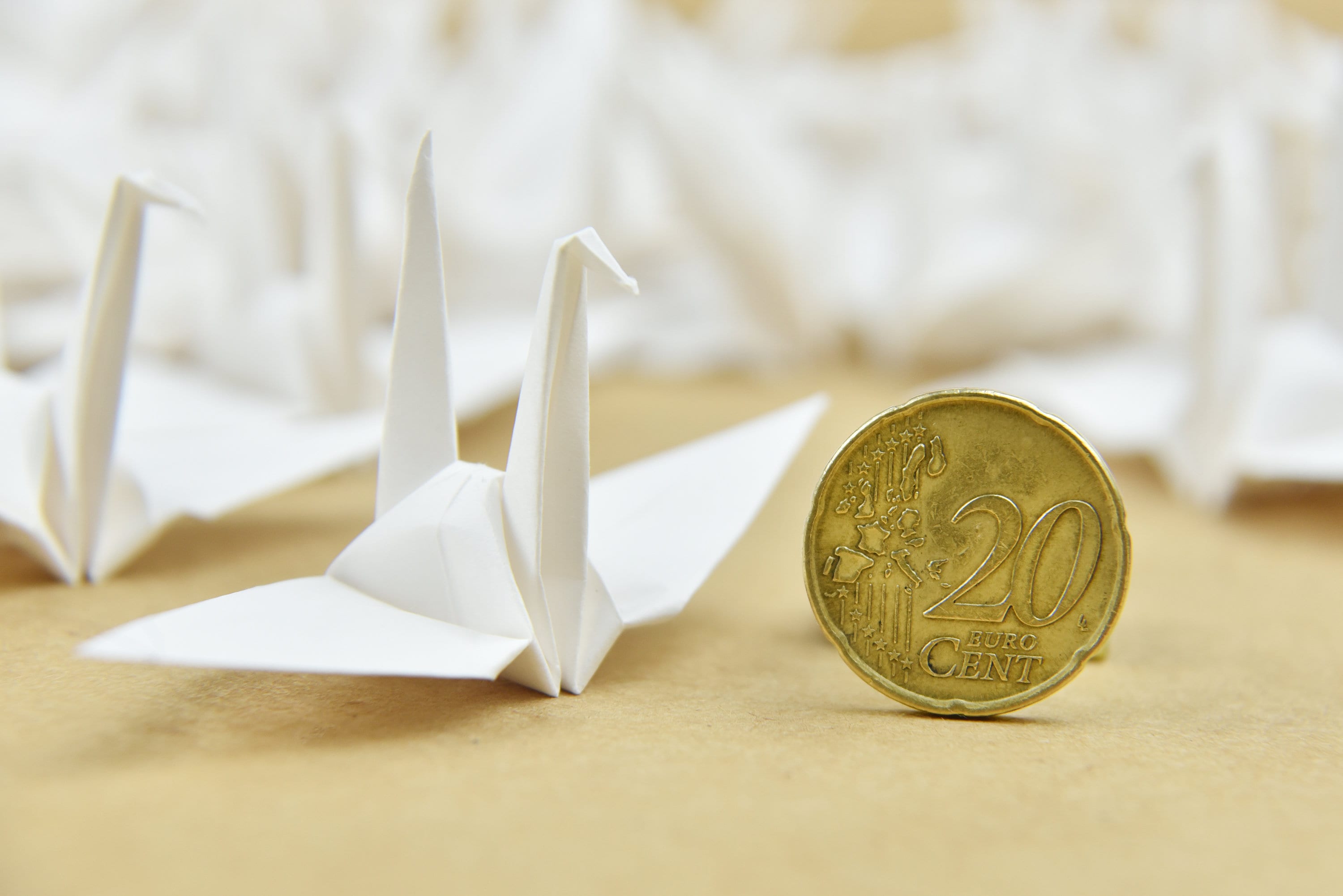1000 Grullas de papel de origami Marfil grullas de origami de 3 pulgadas y 7,5 cm - Origamipolly - Prefabricadas para decoración japonesa de bodas navideñas