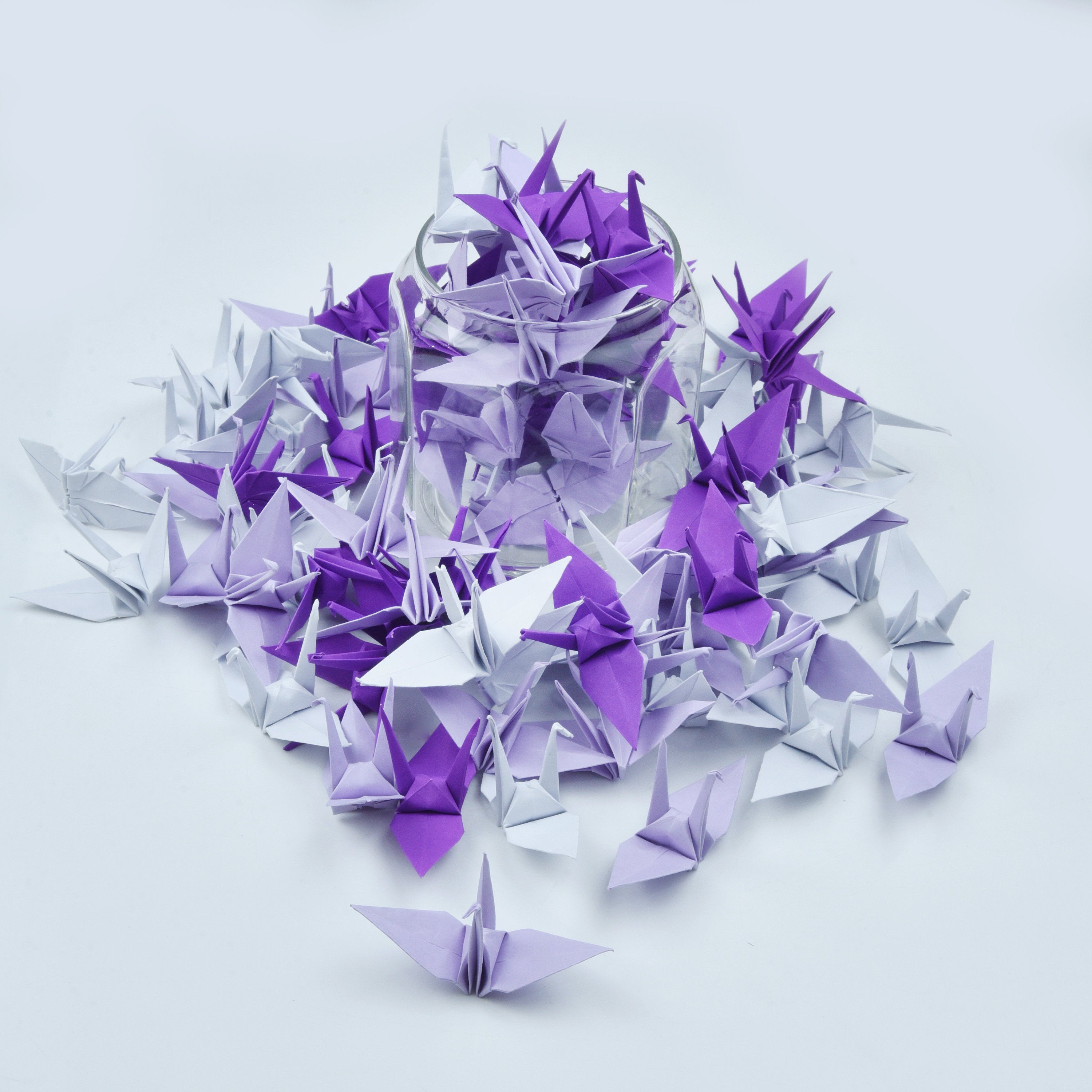 1000 Origami Paper Crane Purple Shade Tone 3x3 inches