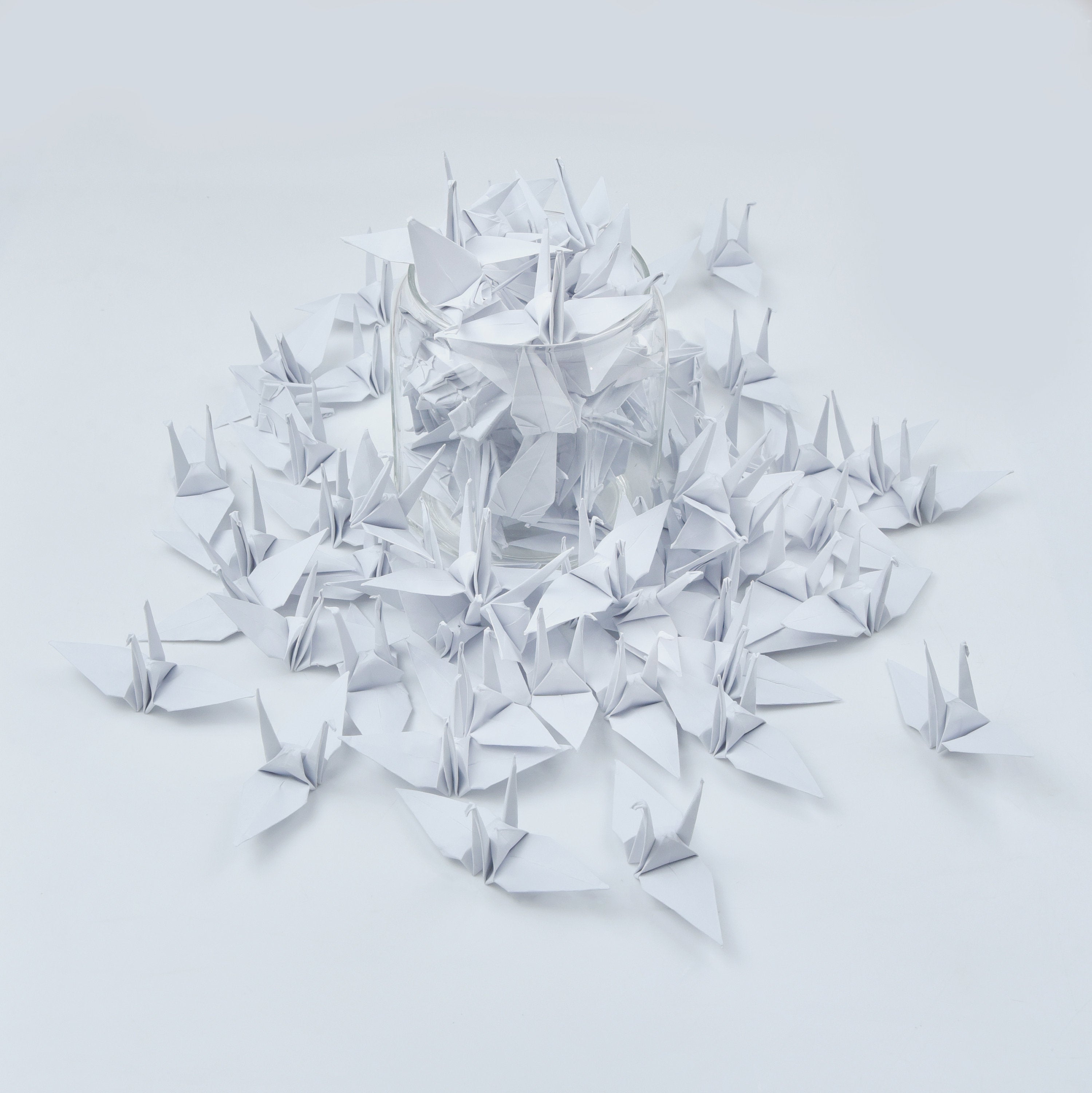 1000 White Origami Crane 3x3 inches (7.5 cm)