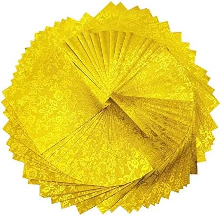 100 hojas de papel de origami dorado - 3x3 pulgadas - Paquete de papel de colores para plegar, grullas de origami y decoración