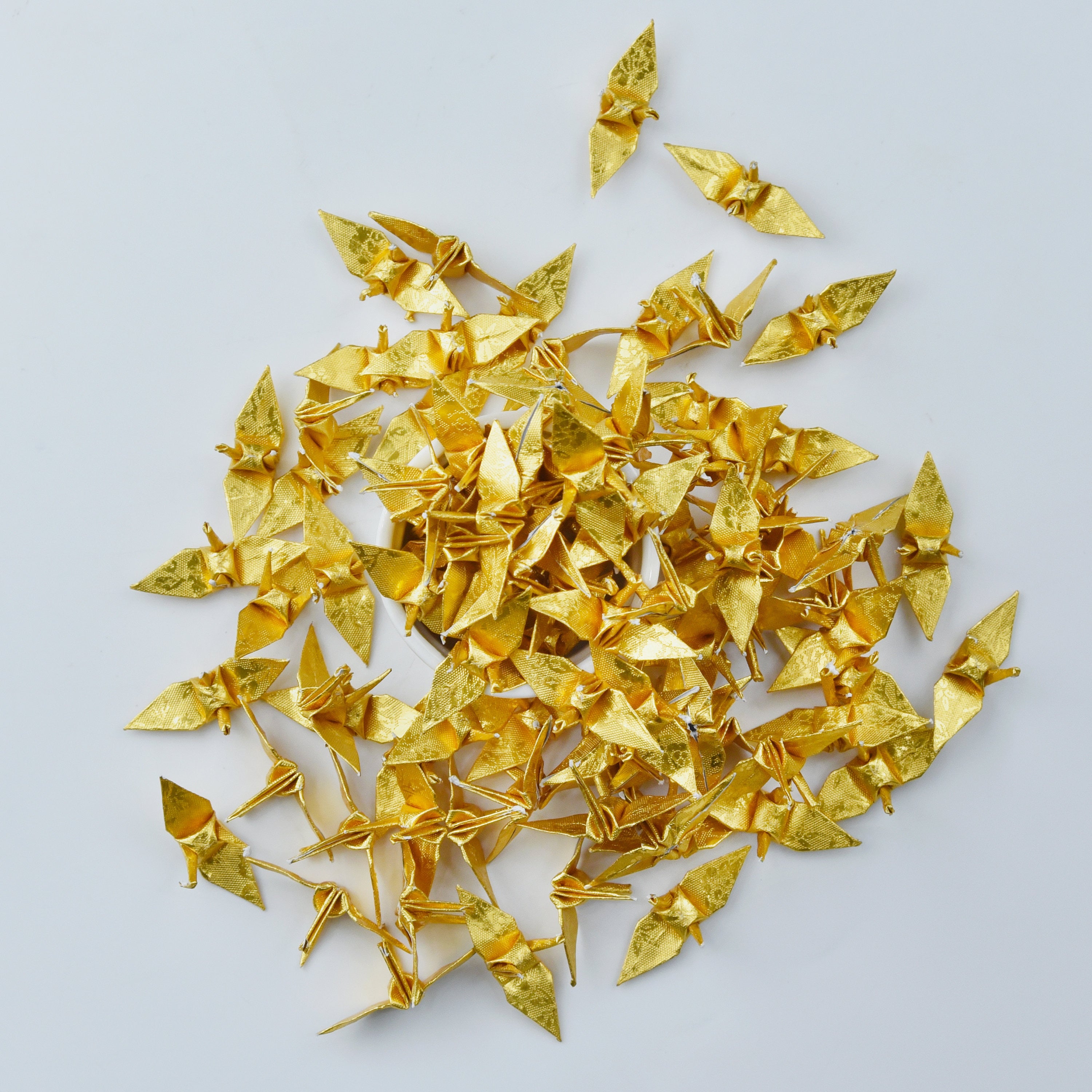 1000 Gold Rose Pattern Origami Paper Crane Made Small 1.5 inch