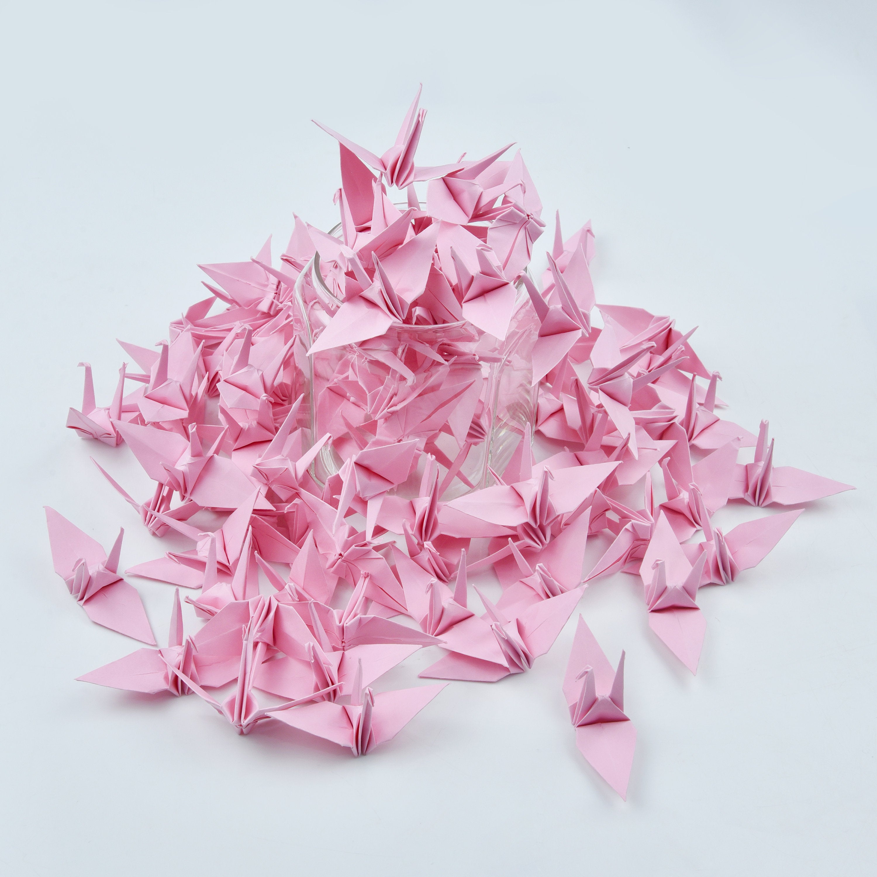 1000 Pink Shade Origami Crane Made of 7.5cm (3x3 inches) for Wedding, Valentine Gift, Christmas