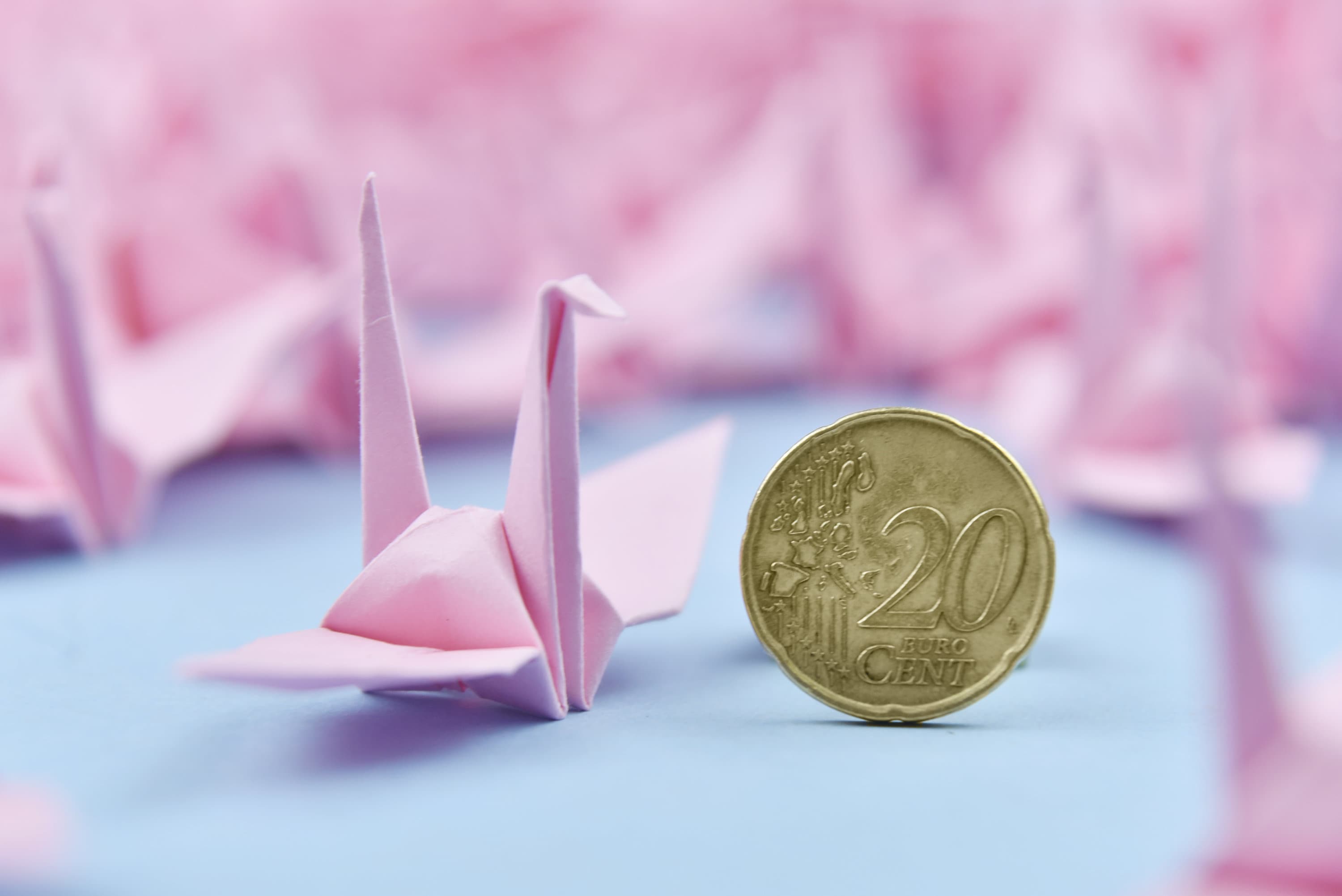1000 Grúas de Origami de Sombra Rosa - Hechas de 7,5 cm (3x3 pulgadas) - para Boda, Regalo de San Valentín, Navidad